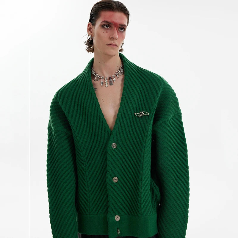 Stylish Loose-Fit Sweater with Single-Breasted Design